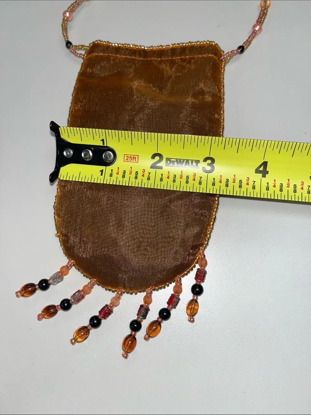 Source Unknown Brown Beaded Fringe Phone Case Charm w/ butterfly